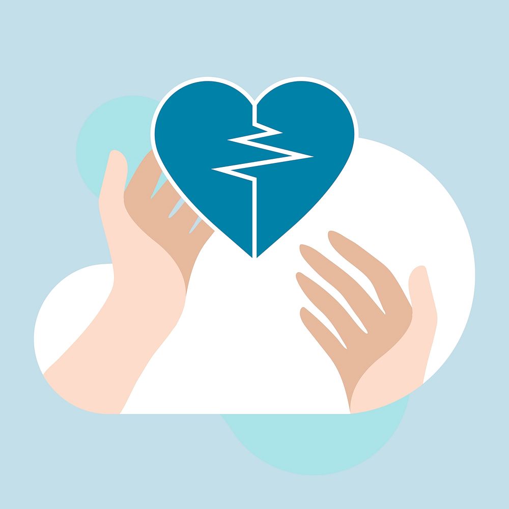 Hands supporting heart problem disease campaign vector