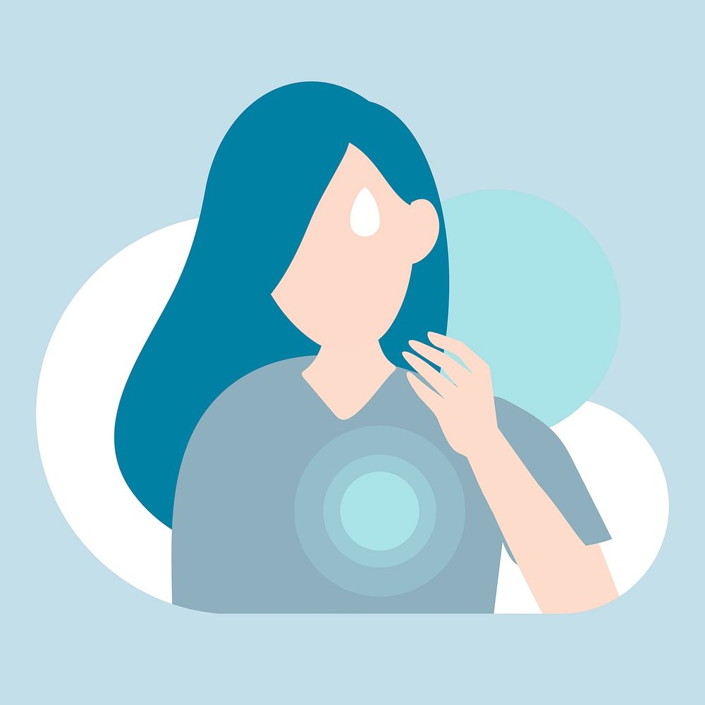 Woman suffering from a chest pain vector