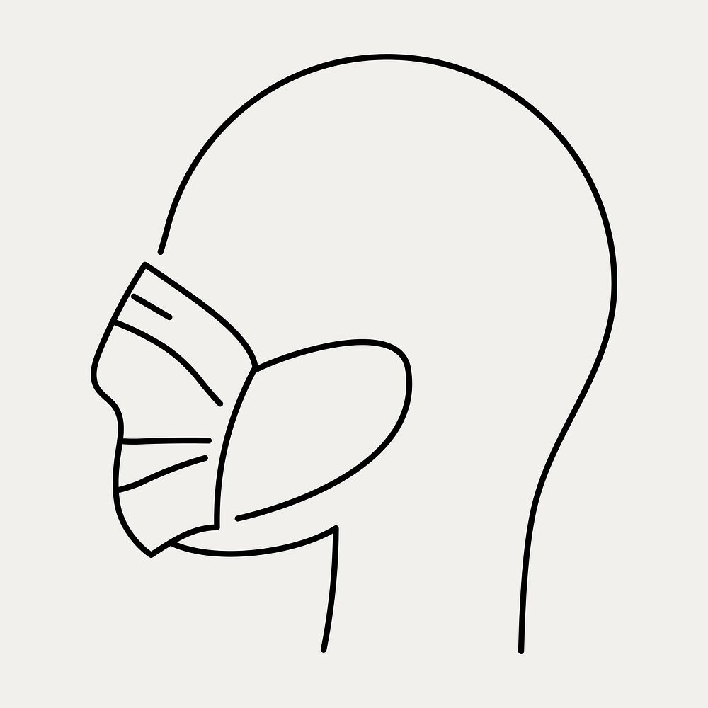 Line drawing character with wearing face mask from COVID-19 symptoms element vector