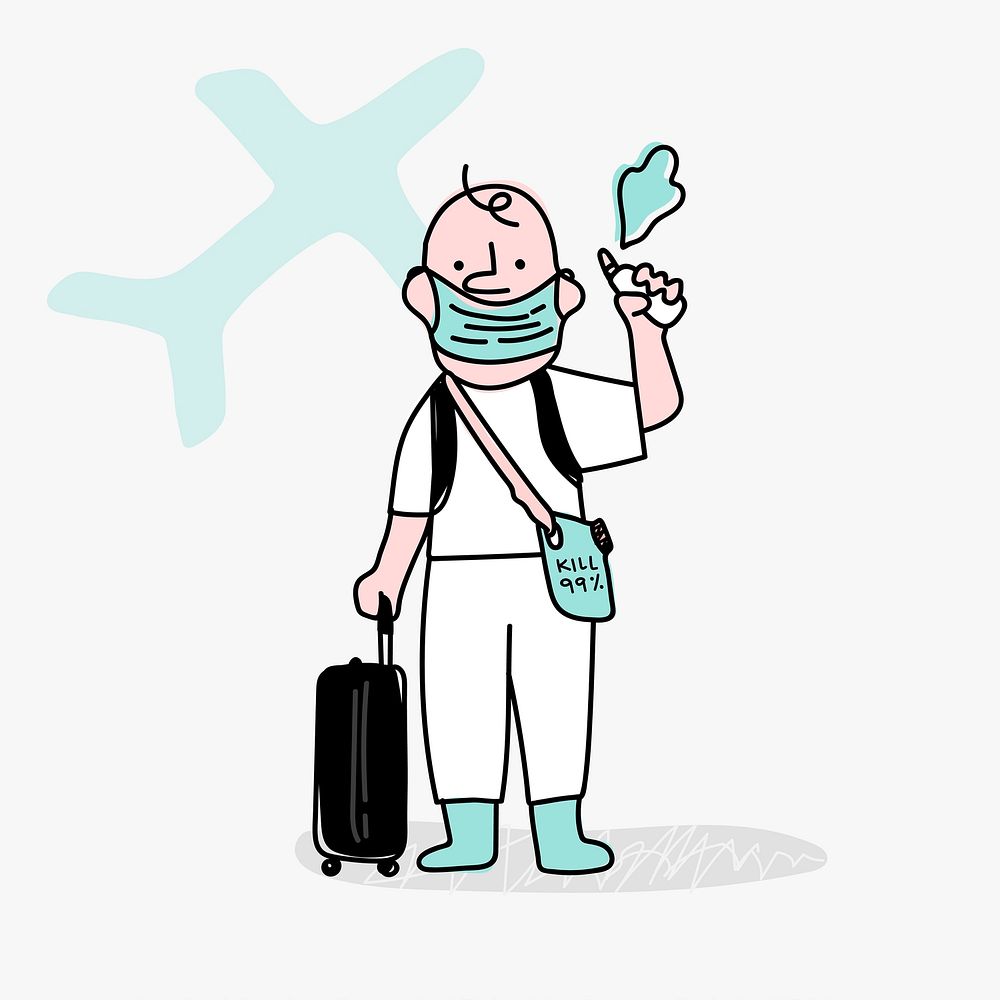 Traveler with a face mask character vector