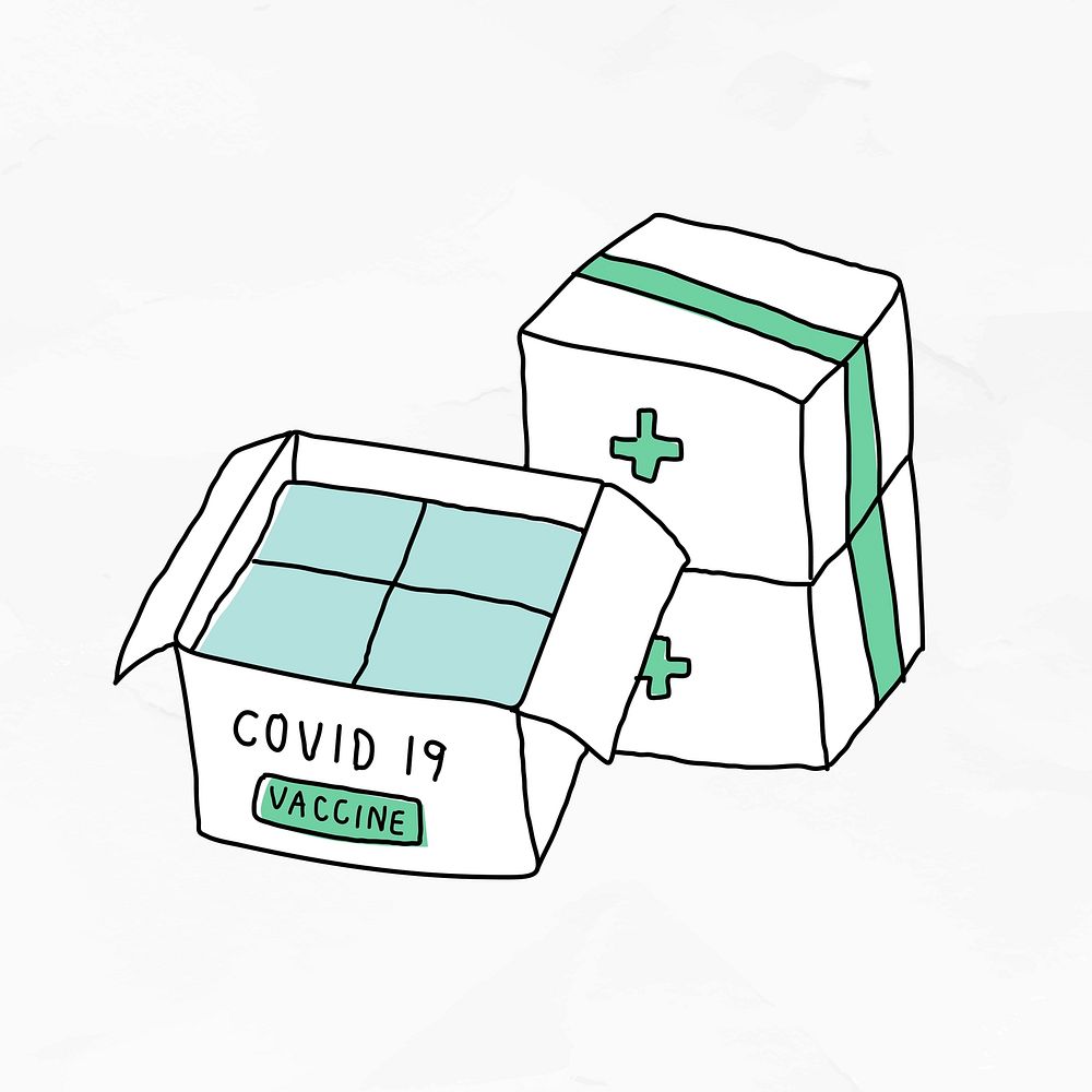 Covid-19 vaccine distribution big pharma doodle illustration