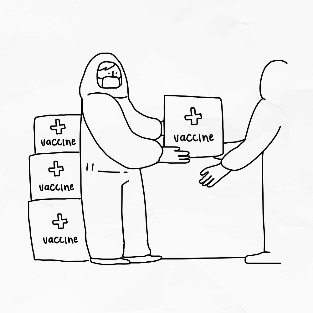 Vaccine distributor clinical trial doodle illustration