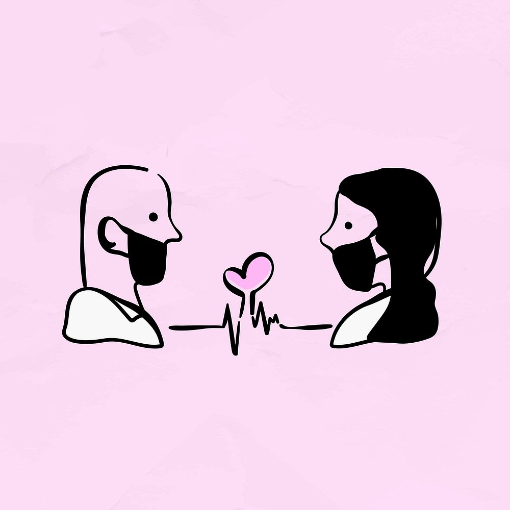 Couple in medical masks vector