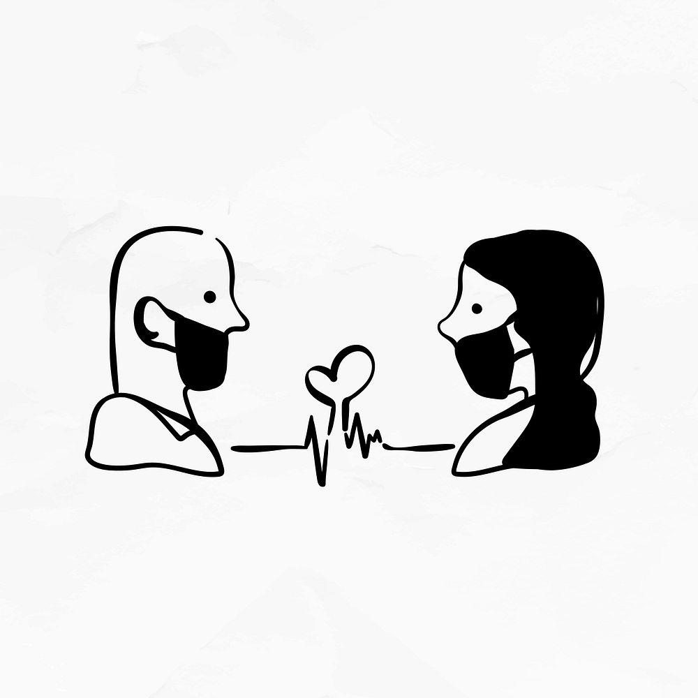 Couple in medical masks vector