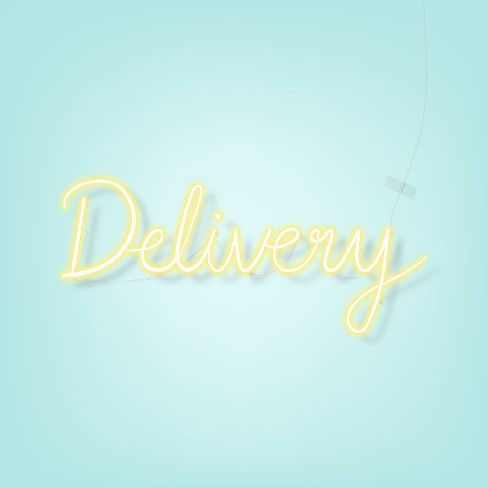 Delivery during coronavirus pandemic neon sign