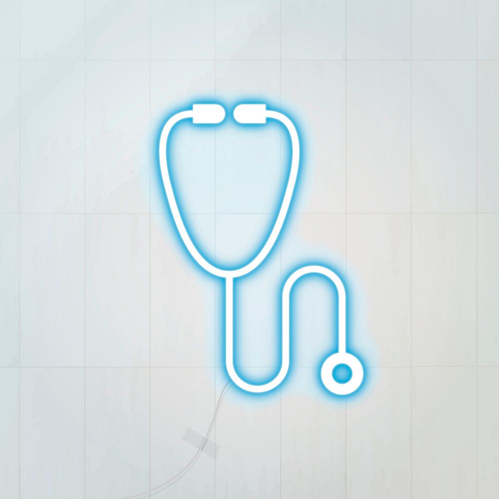 Blue stethoscope neon icon vector