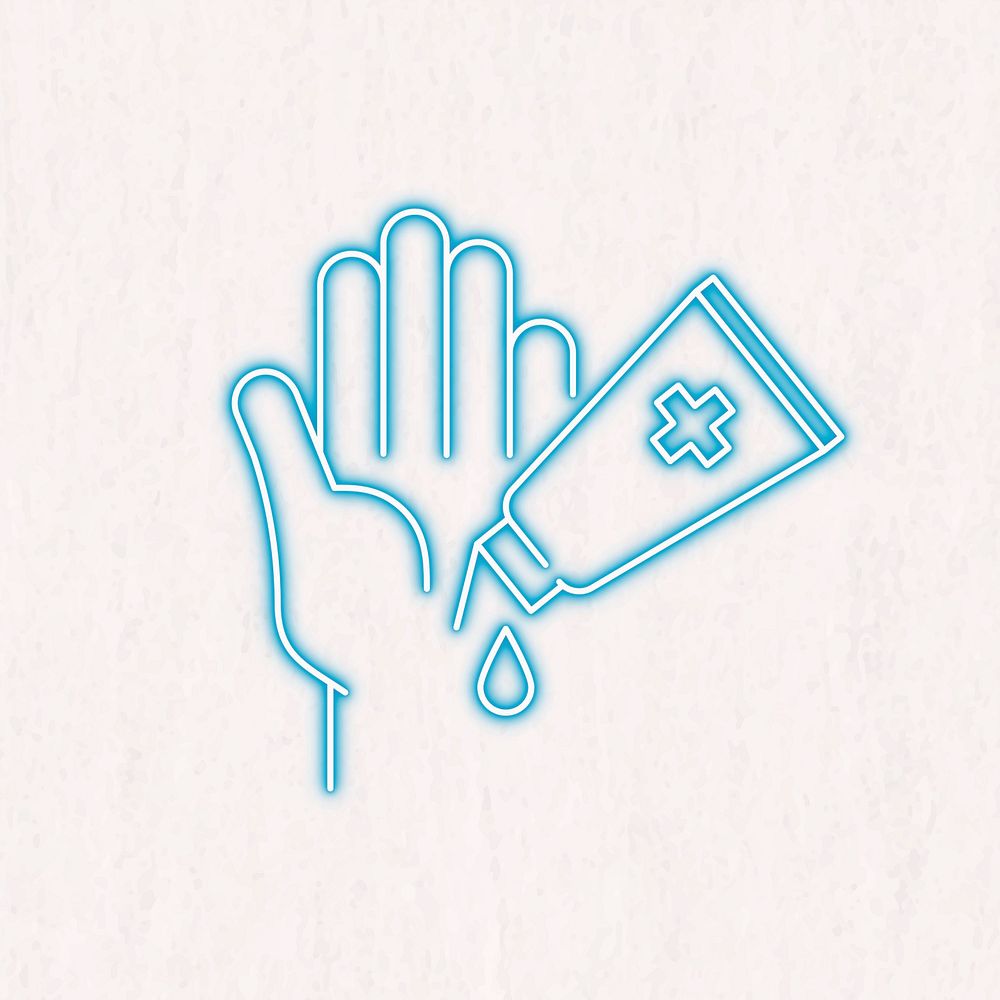 Disinfect your hands to prevent coronavirus neon sign vector 