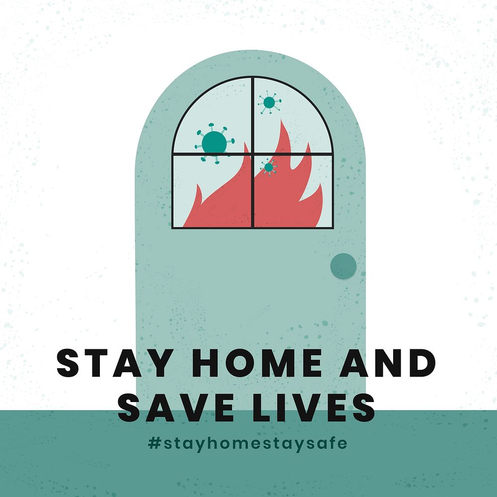 Stay home and stay lives during coronavirus pandemic social template vector