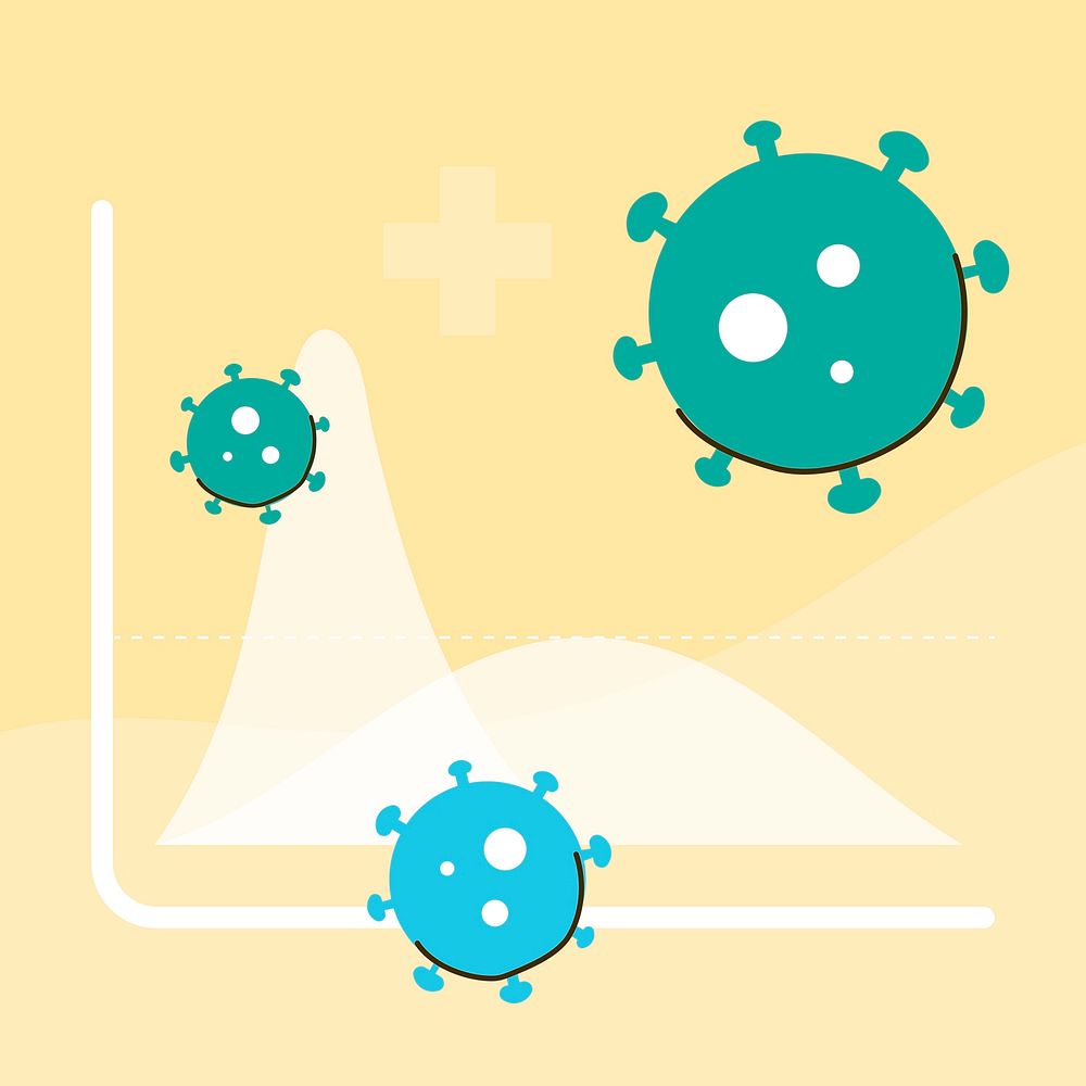 Flatten the curve chart for coronavirus vector