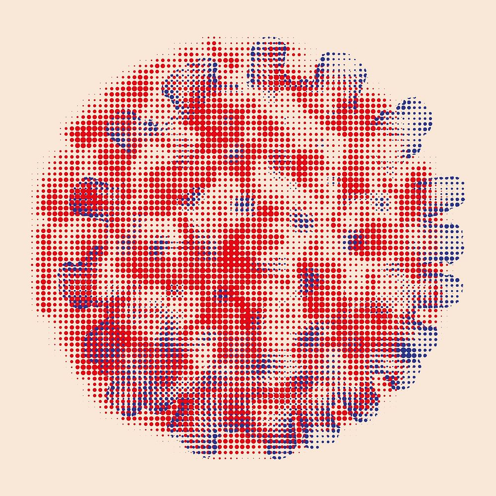 Red halftone coronavirus on cream background illustration vector