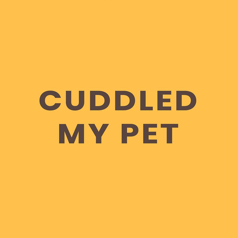 Cuddled my pet, self quarantine activity design element