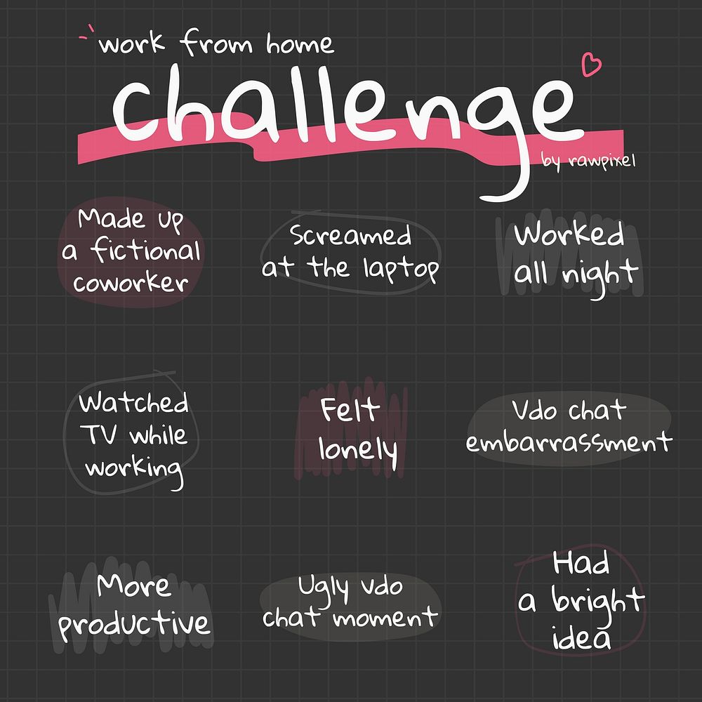 Work from home social media story bingo challenge vector