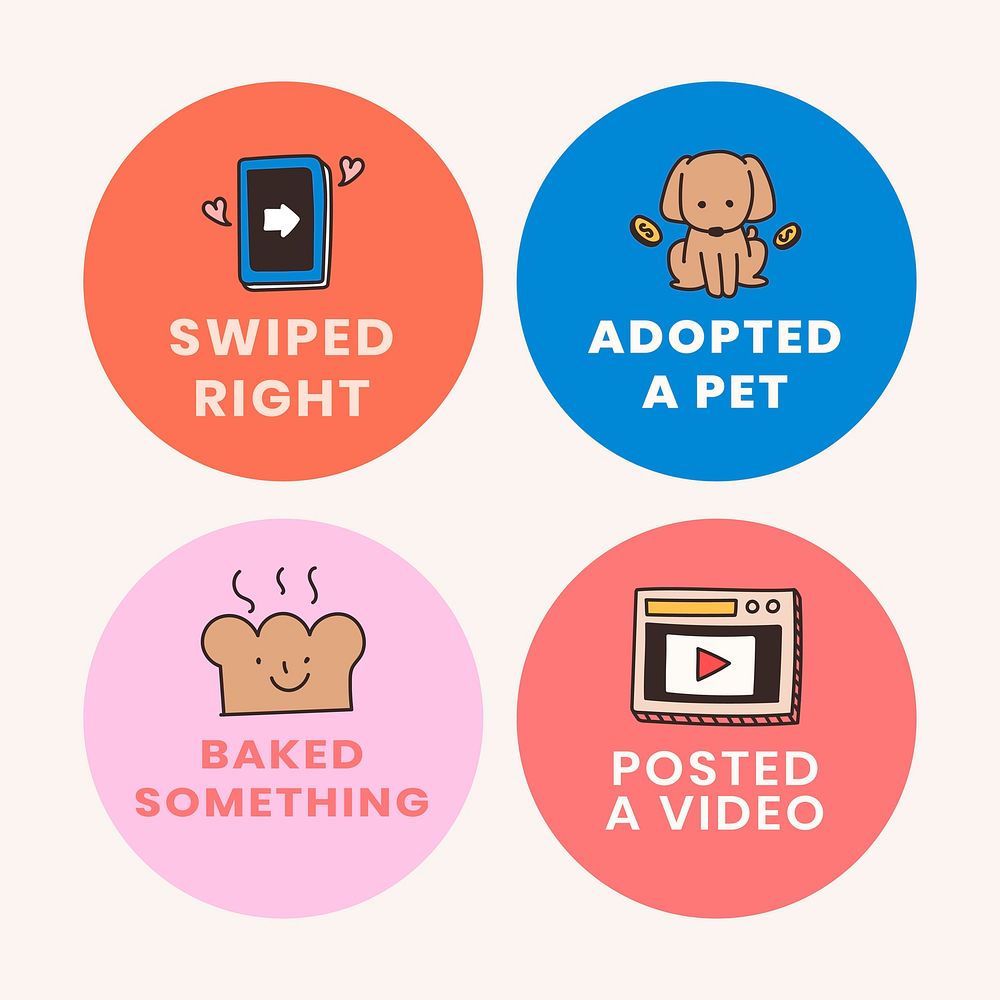 Self quarantine social media story bingo design elements set