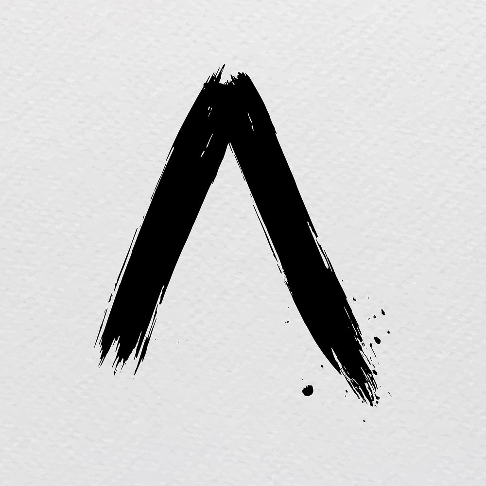 Caret symbol grunge brush stroke vector typography