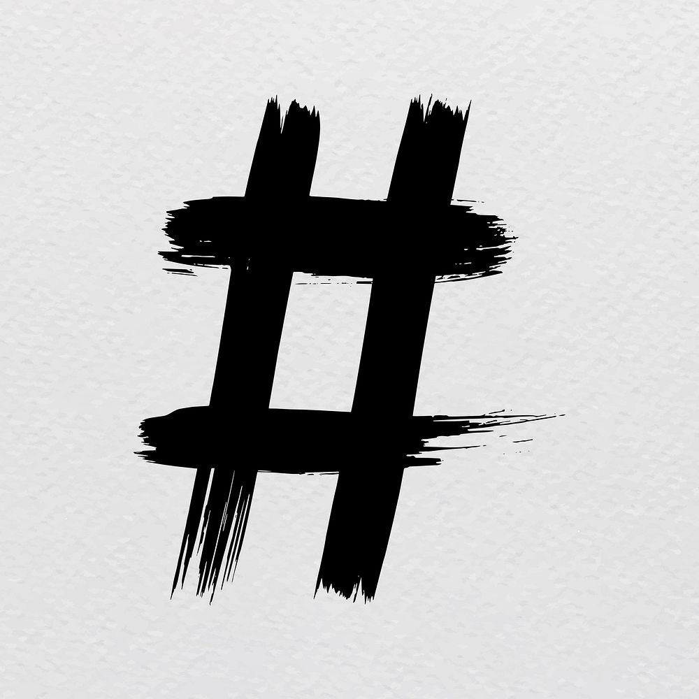 Hashtag symbol brush stroke typography vector