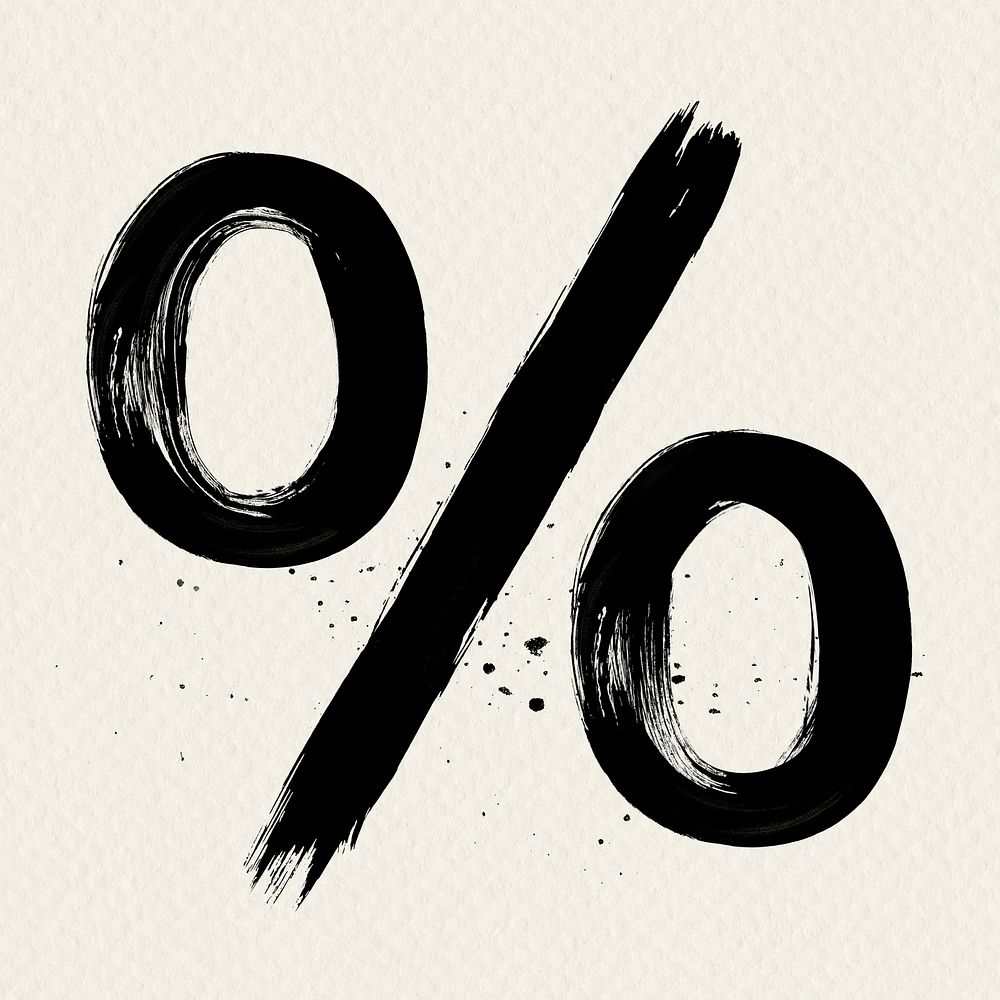 Percentage sign  grunge hand lettering typography PSD