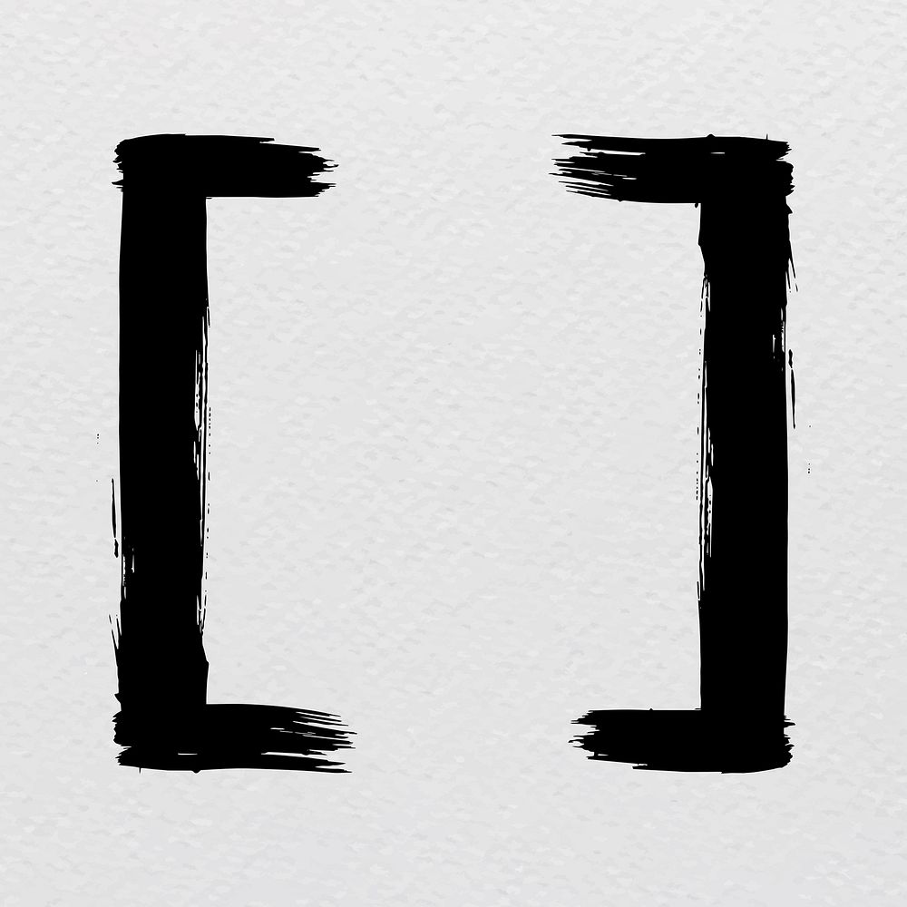 Square brackets symbol brush stroke hand drawn vector font style 