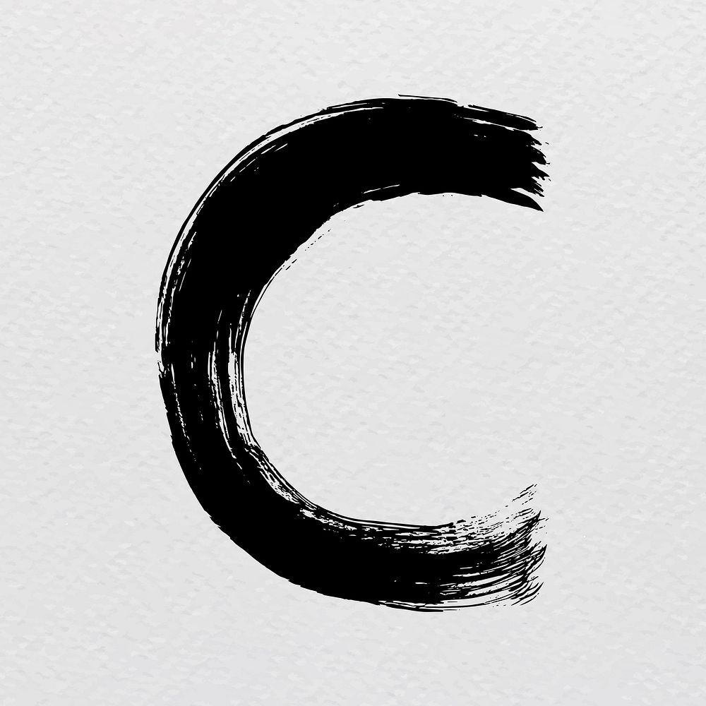 Alphabet C brush stroke style typography vector