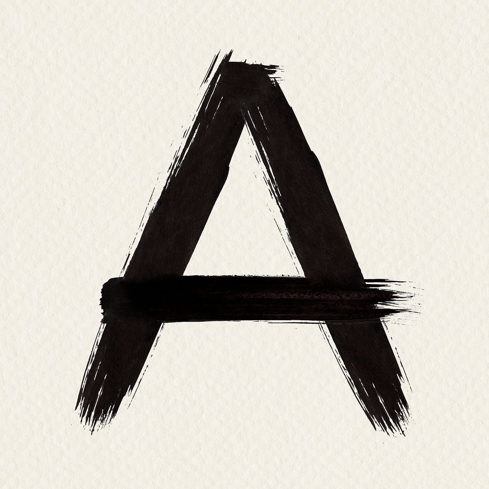 Letter A brush stroke PSD typography 