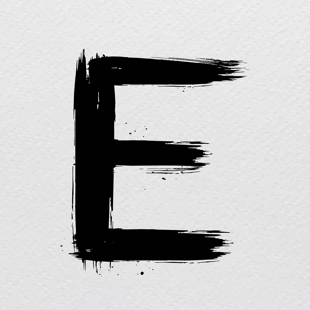 Letter E grunge hand drawn font style vector