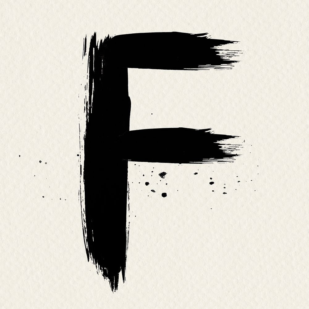 Letter F grunge hand lettering typography PSD