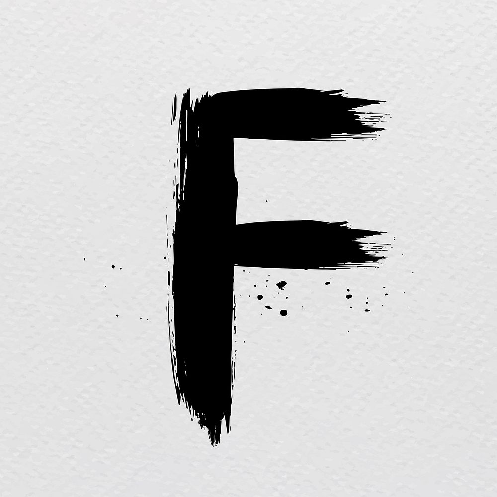 Letter F grunge hand drawn font style vector