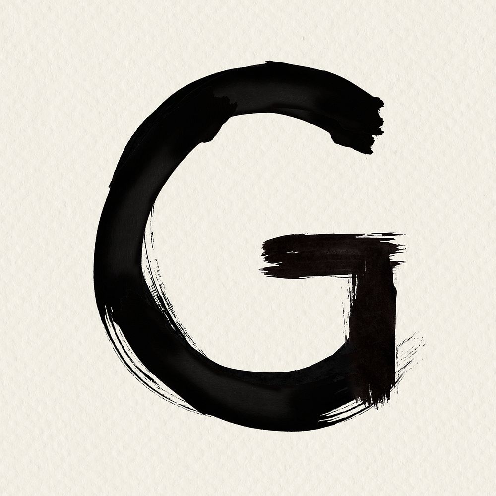 Letter G dry brush stroke PSD typography 