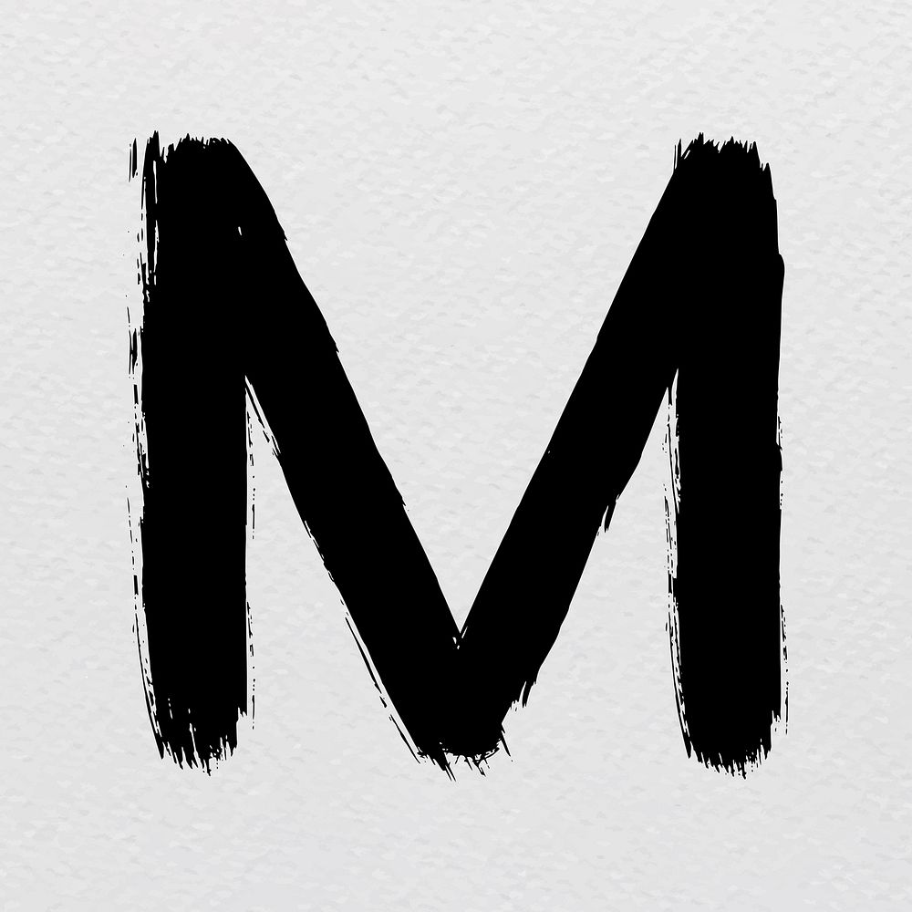 Letter M grunge hand lettering typography vector