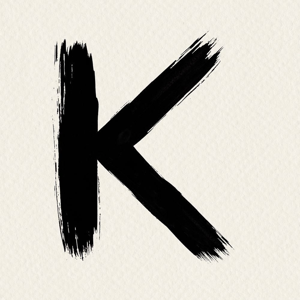 Alphabet K brush stroke PSD typography
