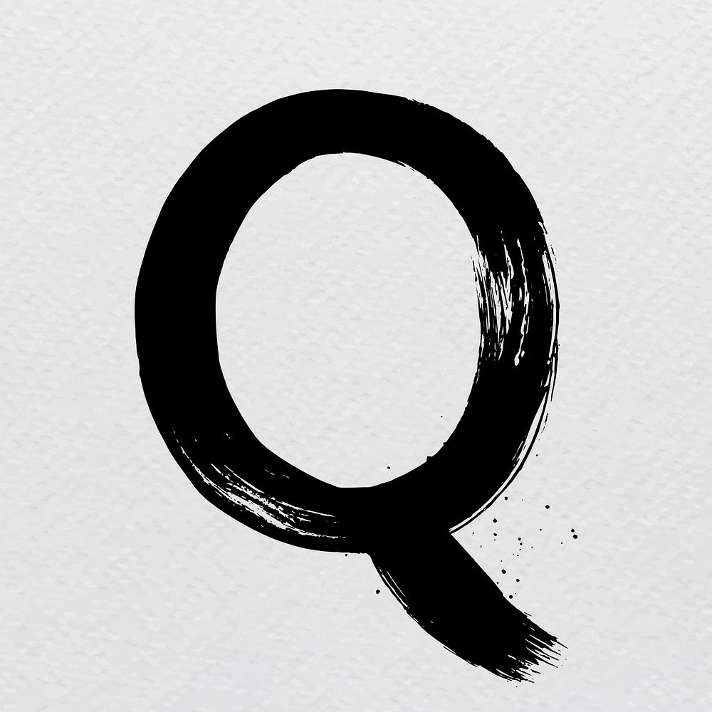 Letter Q brush stroke handwritten typography vector