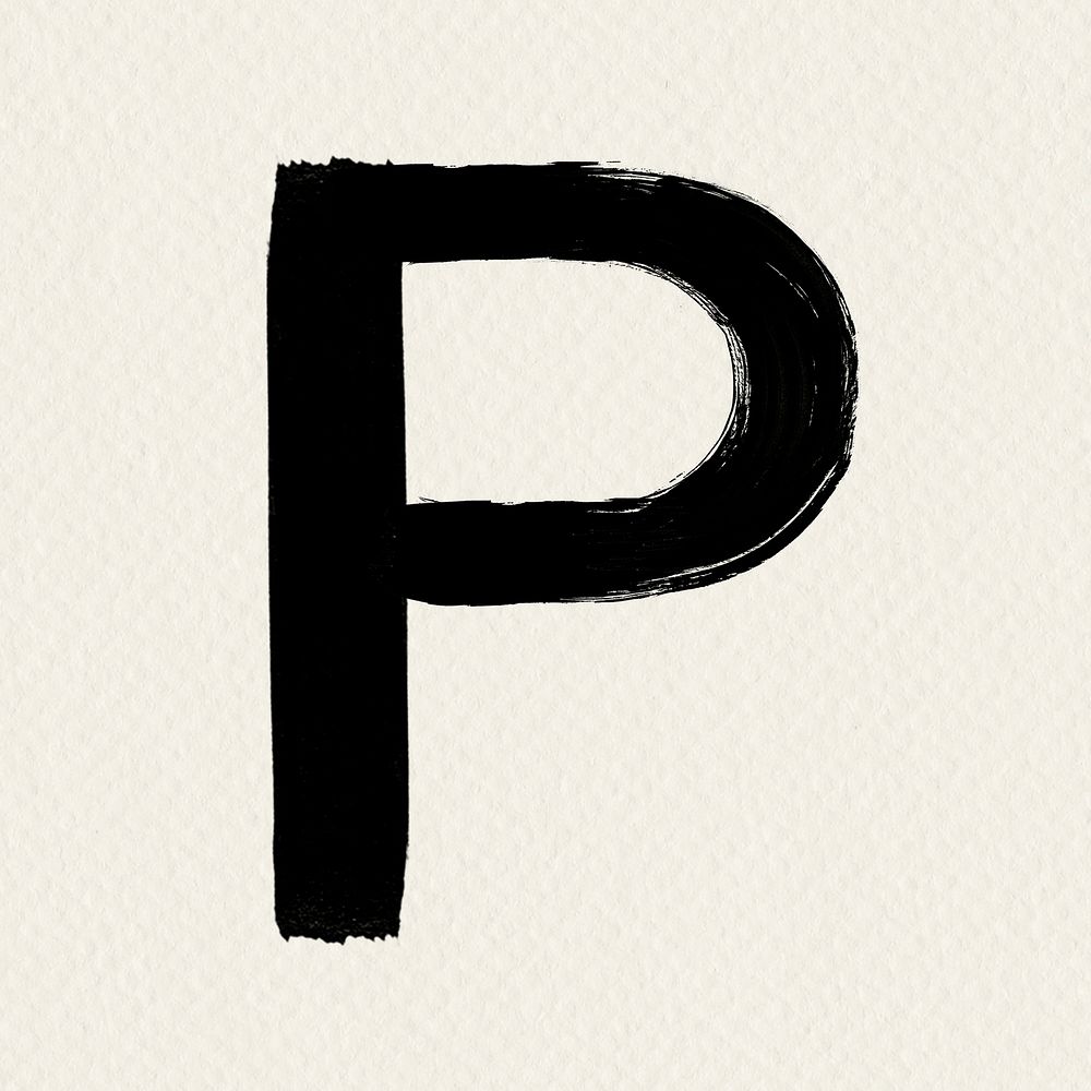 Alphabet P grunge hand lettering typography PSD