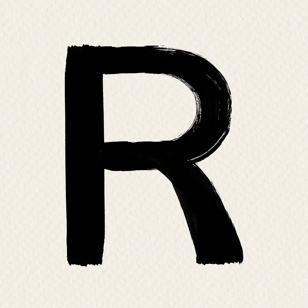 Alphabet R brush stroke trash style typography PSD