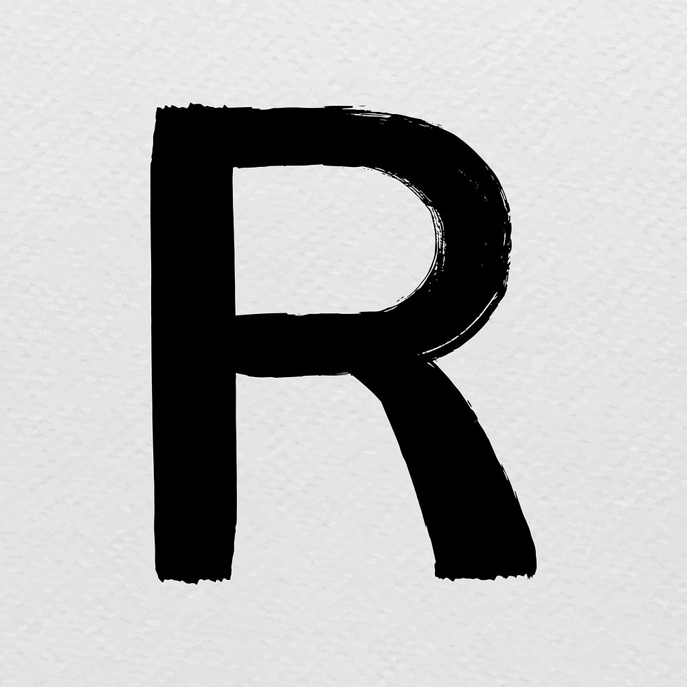 Letter R brush stroke typography vector