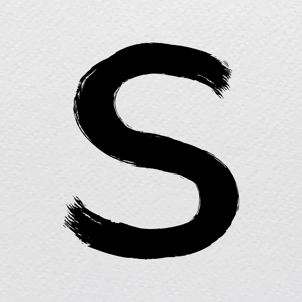 Letter S brush stroke hand drawn vector font style 