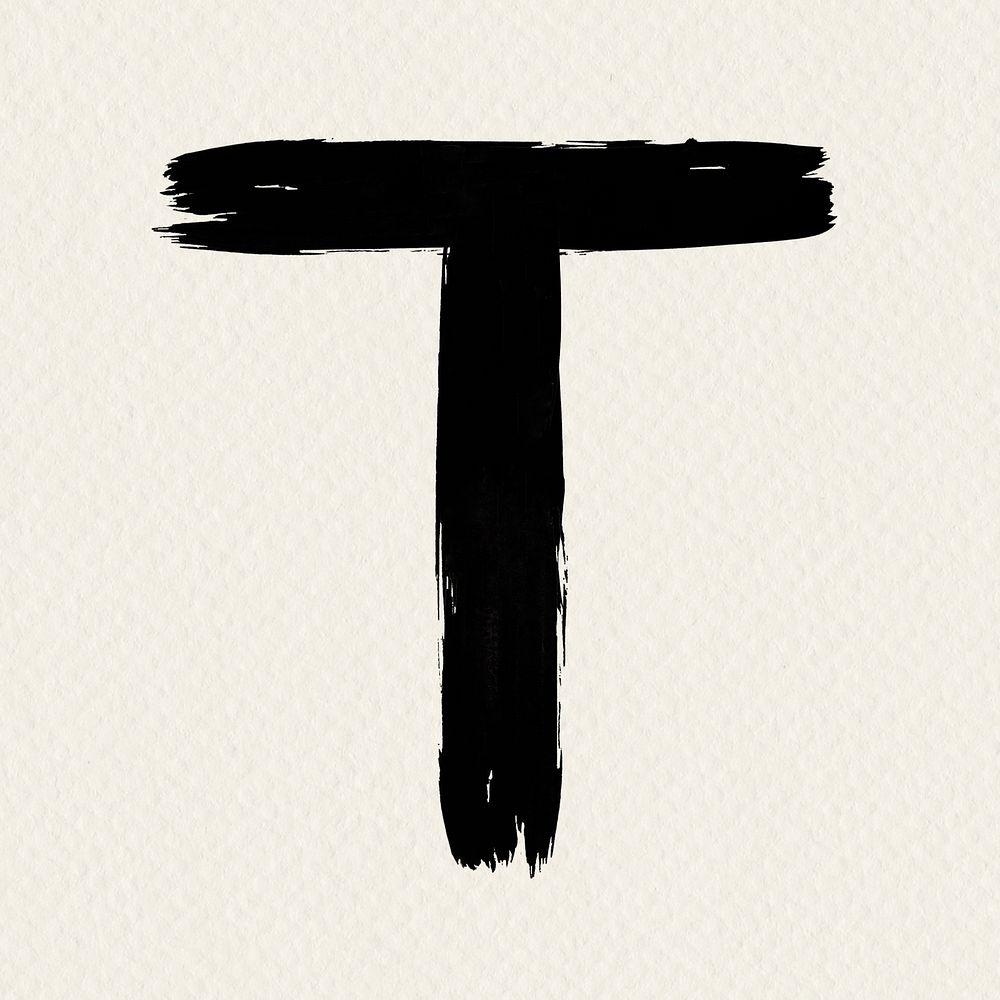 Letter T  brush stroke handwritten typography 