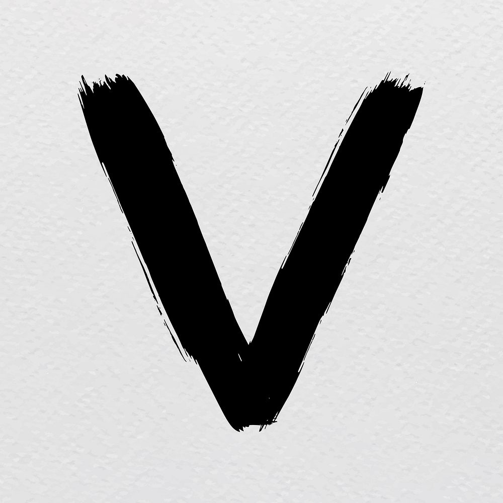 Alphabet V grunge hand drawn font style vector 