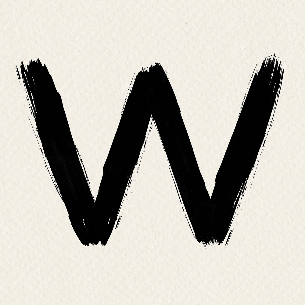 Letter W paint brush stroke style typography 