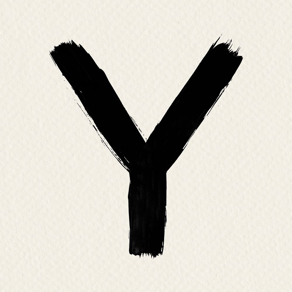 Letter Y grunge hand drawn font style 