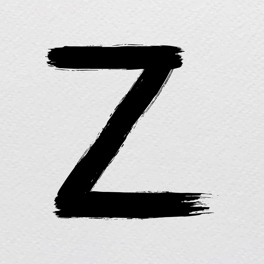 Letter Z brush stroke distressed style typography vector
