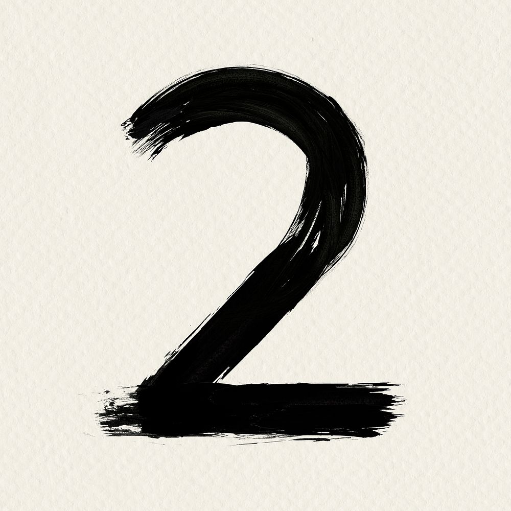 Number 2 brush stroke distressed style typography  