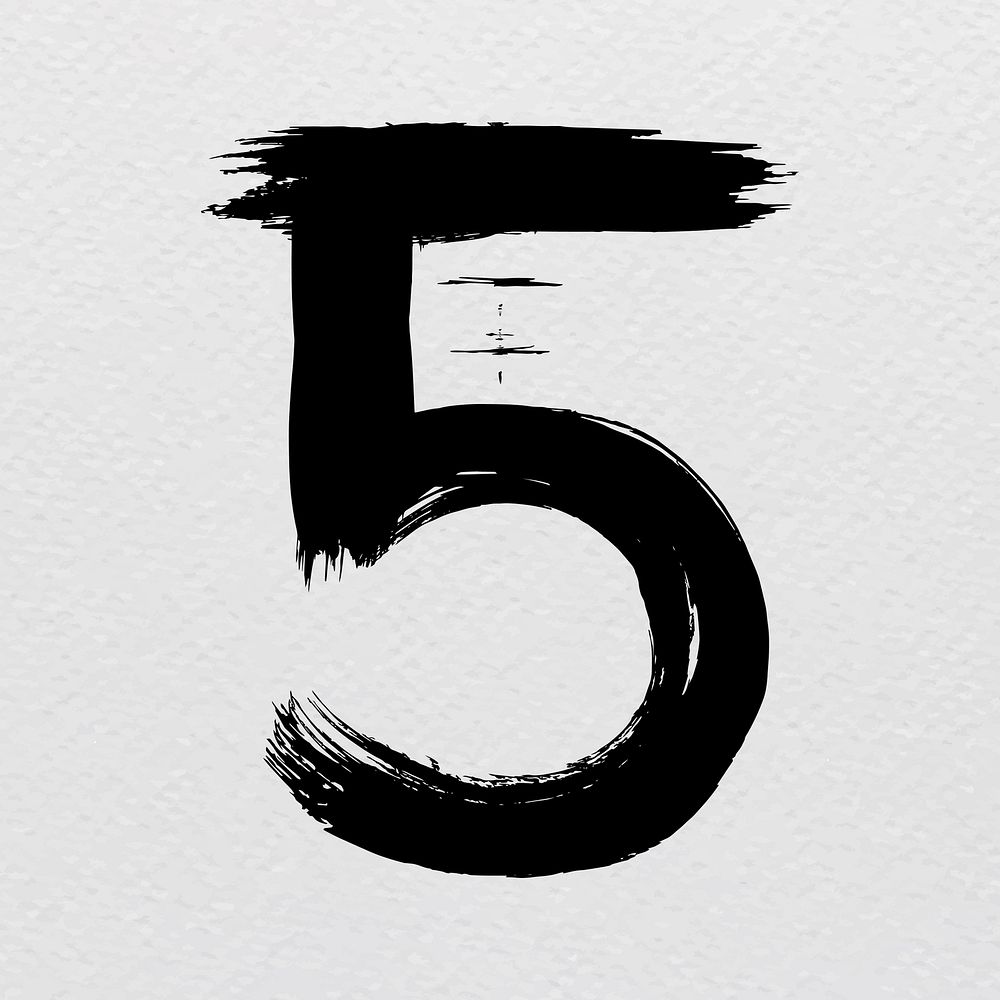 Number 5 grunge hand drawn font style vector