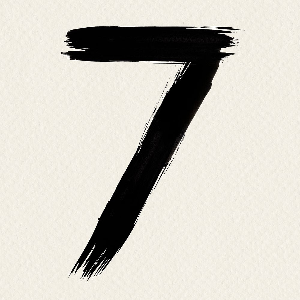 Number 7 grunge brush stroke vector typography