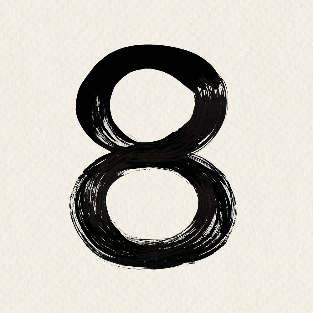 Number 8 grunge hand drawn font style 