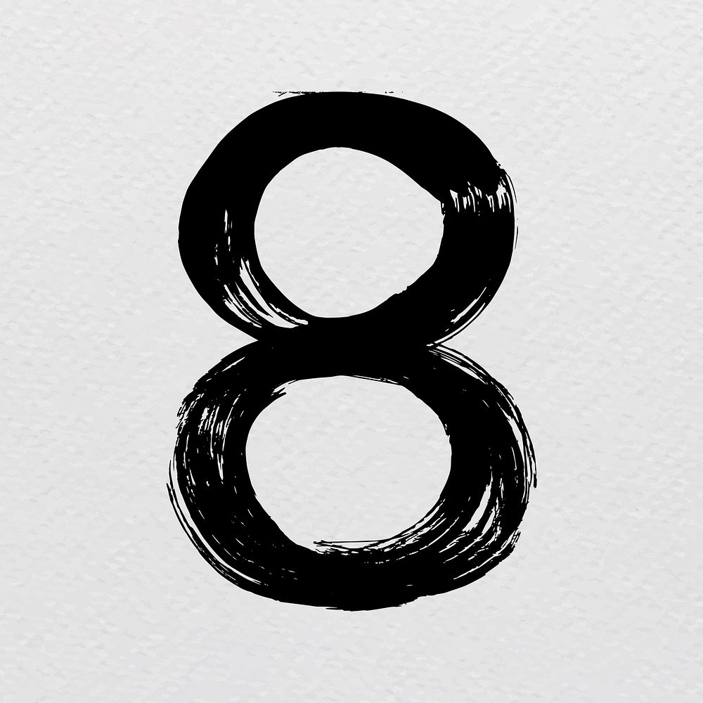 Number 8 brush stroke trash style typography vector