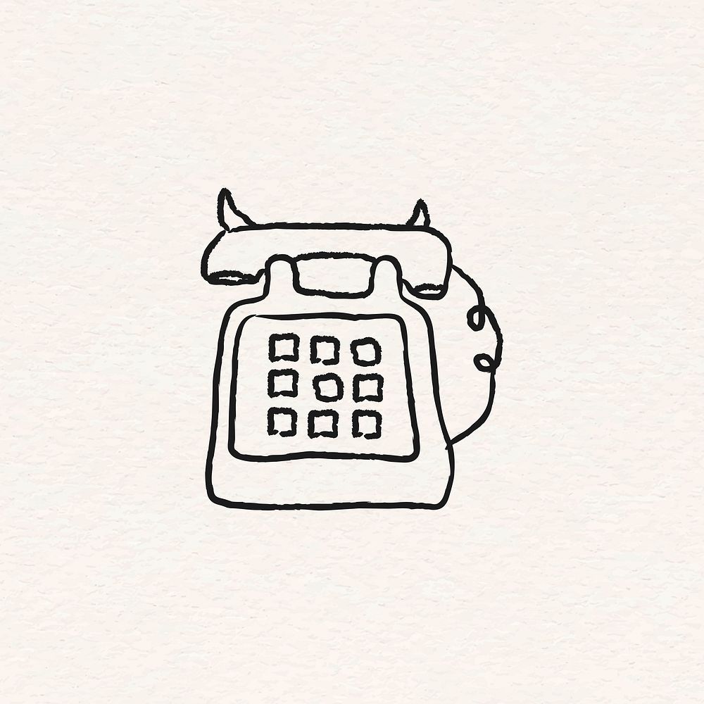 Retro landline phone doodle style vector