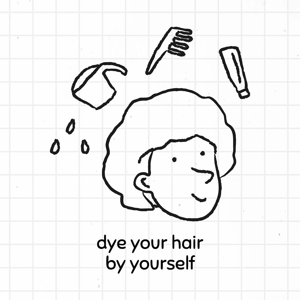 Dye your hair by yourself doodle style vector
