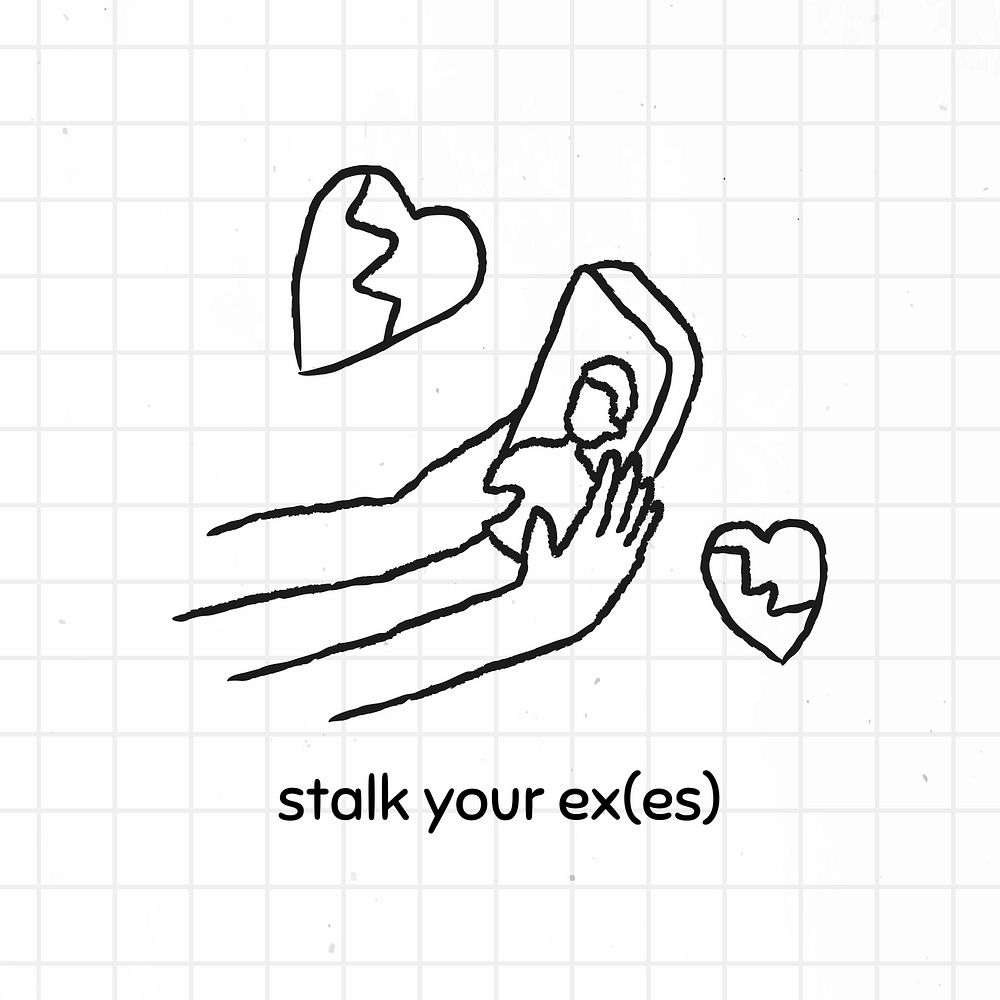Stalk your ex(es) doodle style vector