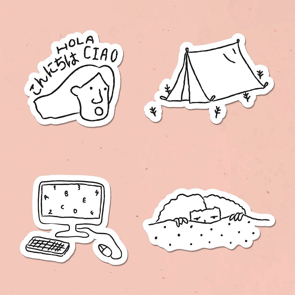 Stuck at home to do list doodle sticker vector