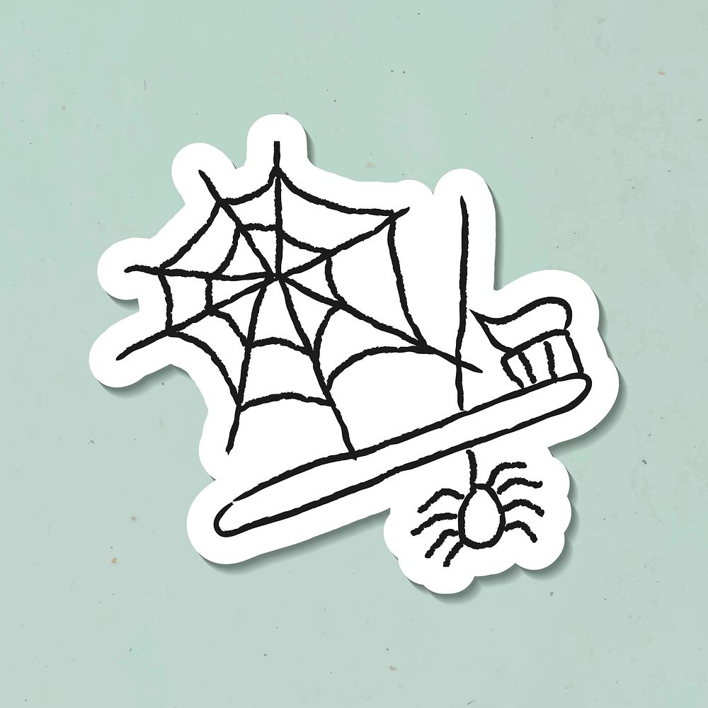 Doodle toothbrush with a spider sticker vector