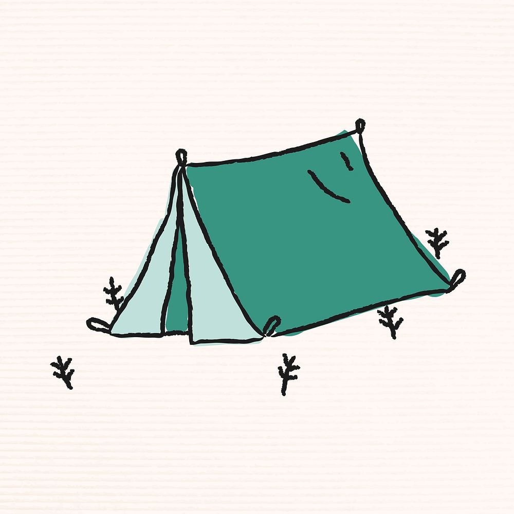 Doodle green tent on a campsite vector